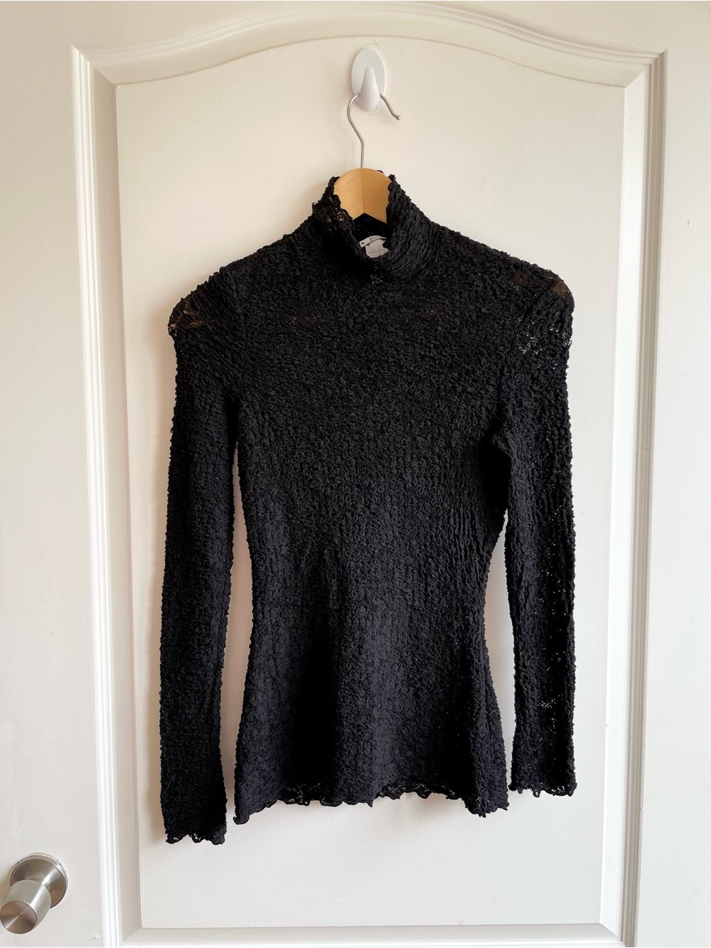 Wolford Womens Black Scrunch Turtleneck Slightly Sheer Size S Stretch